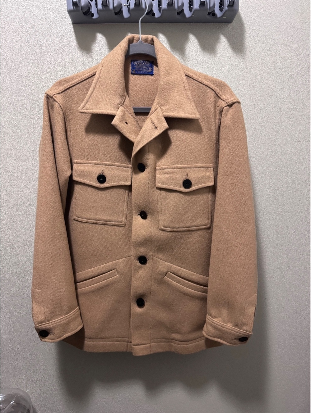 Vintage Pendleton Wool Jacket Small Tan Camel 100% Virgin Wool USA Field Coat
